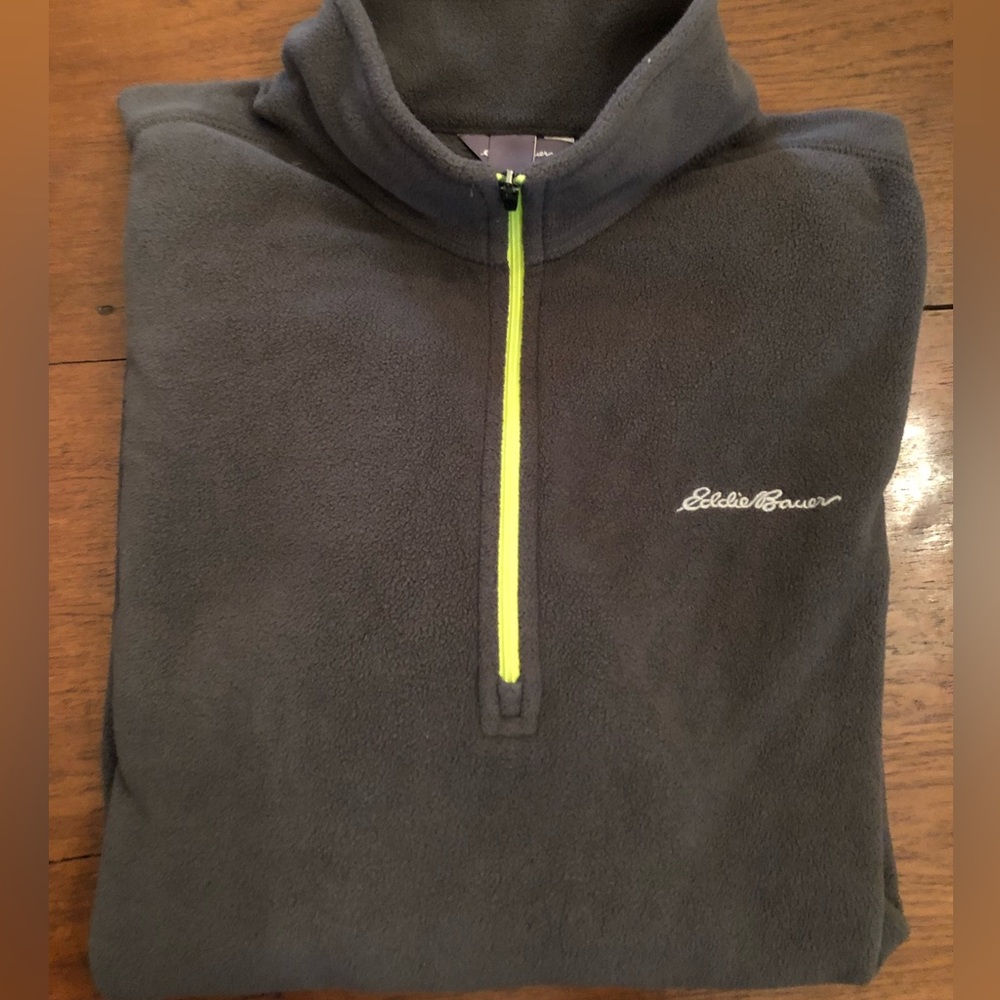 Eddie Bauer Men’s 1/4 Zipper Pullover Gray Jacket Sweatet Size L